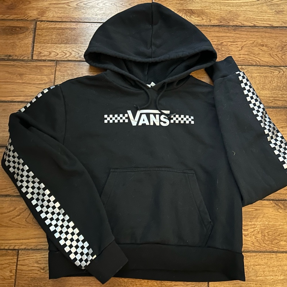 Metallic checkered crop hoodie